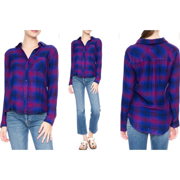 Rails Hunter Azule Scarlet Plaid Flannel Shirt Women’s Medium Button Down - Picture 1 of 8